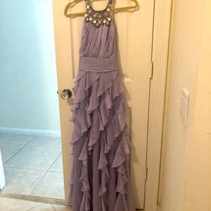 Bagley Mishka gown lavender withstone neckline